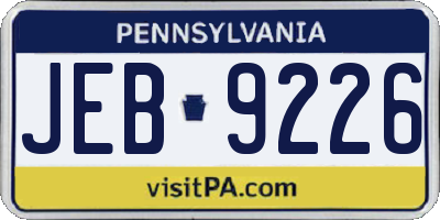 PA license plate JEB9226