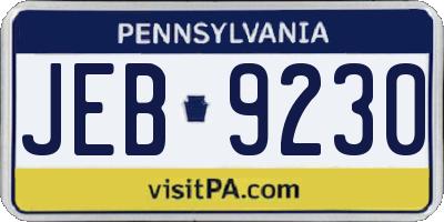 PA license plate JEB9230