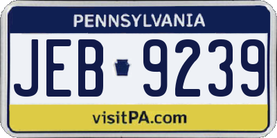 PA license plate JEB9239