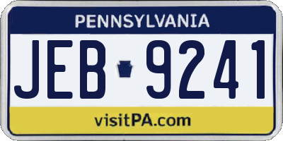 PA license plate JEB9241