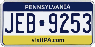PA license plate JEB9253