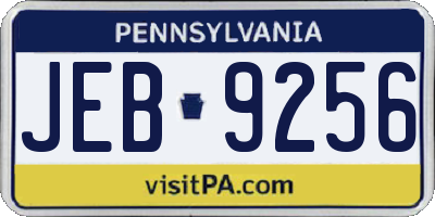 PA license plate JEB9256