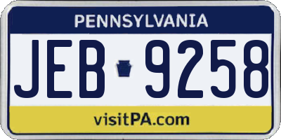 PA license plate JEB9258