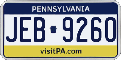 PA license plate JEB9260