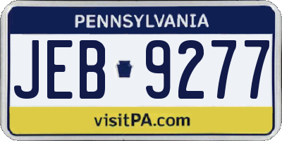 PA license plate JEB9277