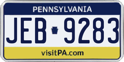 PA license plate JEB9283