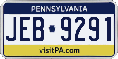 PA license plate JEB9291