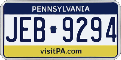 PA license plate JEB9294