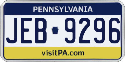 PA license plate JEB9296
