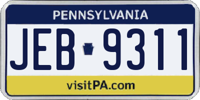 PA license plate JEB9311