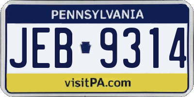 PA license plate JEB9314