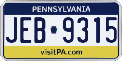 PA license plate JEB9315