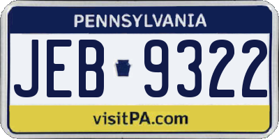 PA license plate JEB9322