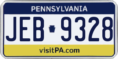 PA license plate JEB9328