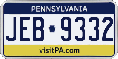 PA license plate JEB9332