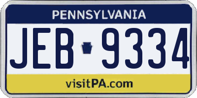 PA license plate JEB9334