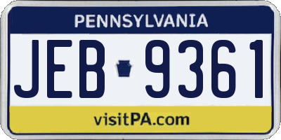PA license plate JEB9361