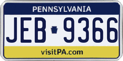 PA license plate JEB9366