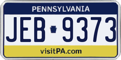 PA license plate JEB9373