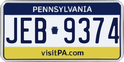 PA license plate JEB9374