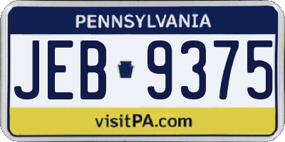 PA license plate JEB9375