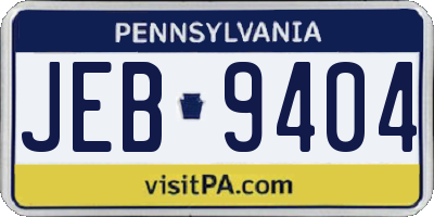 PA license plate JEB9404