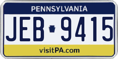 PA license plate JEB9415