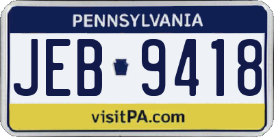 PA license plate JEB9418