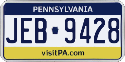 PA license plate JEB9428