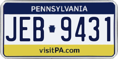 PA license plate JEB9431