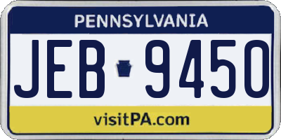 PA license plate JEB9450