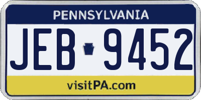 PA license plate JEB9452