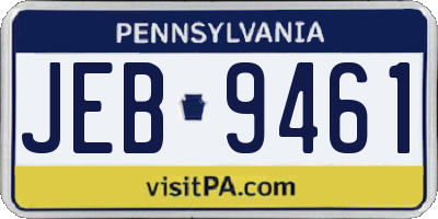 PA license plate JEB9461