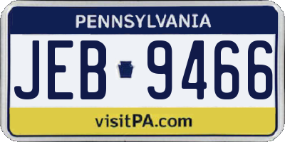 PA license plate JEB9466