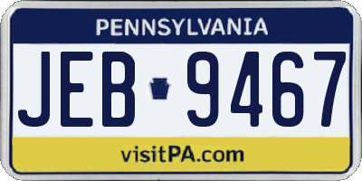 PA license plate JEB9467