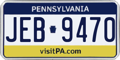 PA license plate JEB9470