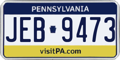 PA license plate JEB9473