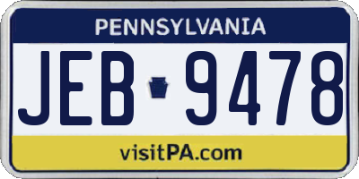 PA license plate JEB9478
