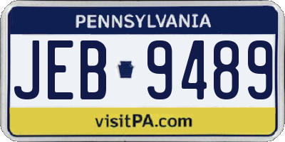 PA license plate JEB9489