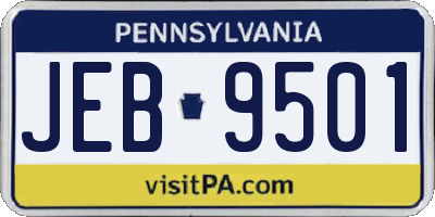 PA license plate JEB9501