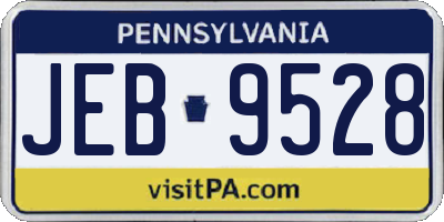PA license plate JEB9528