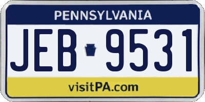 PA license plate JEB9531