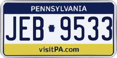 PA license plate JEB9533