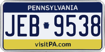 PA license plate JEB9538