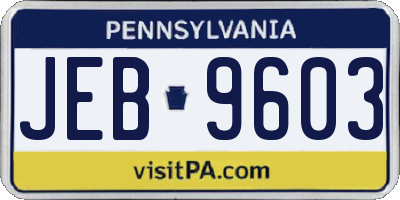 PA license plate JEB9603