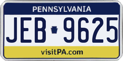PA license plate JEB9625