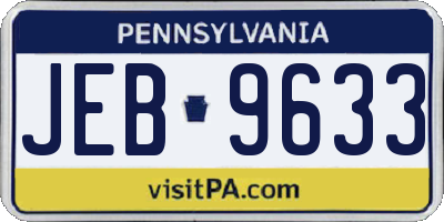 PA license plate JEB9633