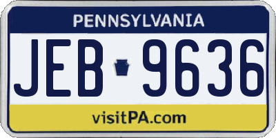 PA license plate JEB9636