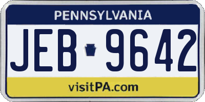 PA license plate JEB9642