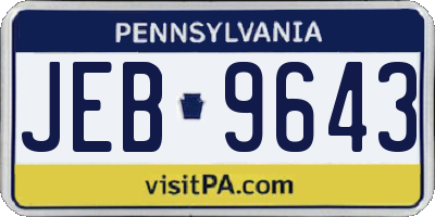 PA license plate JEB9643